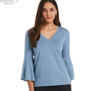 Ella Rafaela Women's Blue Quarter Sleeves top size L NWT